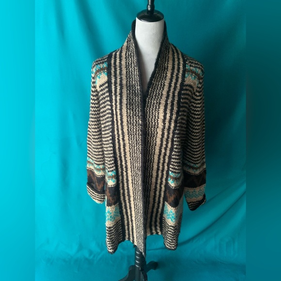 Pink Republic Aztec/SOUTHWESTERN Multicolor Open Front Knit Cardigan, Women’s L - Picture 1 of 3